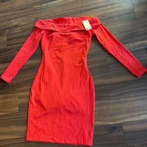 Shapewear Long Sleeve Off-the-Shoulder Bodycon Mini Dress (NWT)